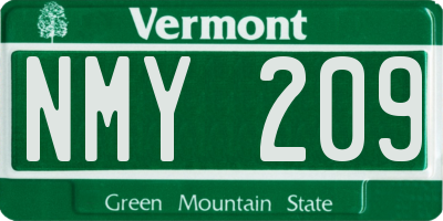 VT license plate NMY209