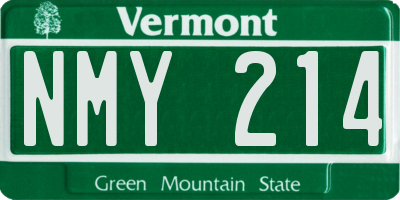 VT license plate NMY214