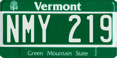 VT license plate NMY219