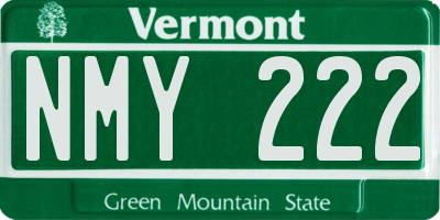 VT license plate NMY222