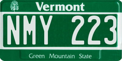 VT license plate NMY223