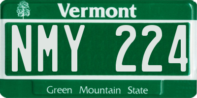 VT license plate NMY224