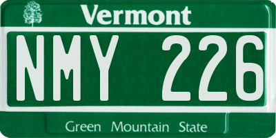 VT license plate NMY226