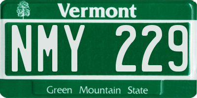 VT license plate NMY229