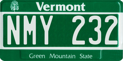 VT license plate NMY232