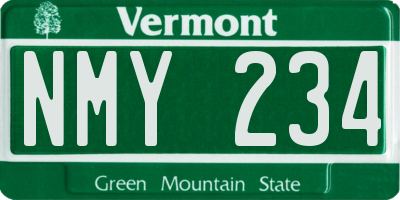VT license plate NMY234