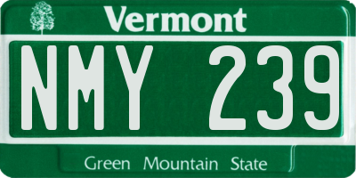 VT license plate NMY239