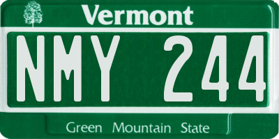 VT license plate NMY244