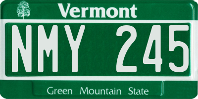 VT license plate NMY245