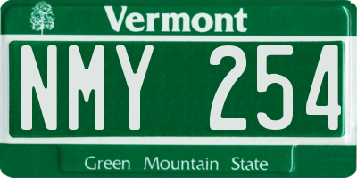 VT license plate NMY254