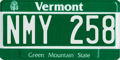 VT license plate NMY258