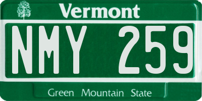 VT license plate NMY259