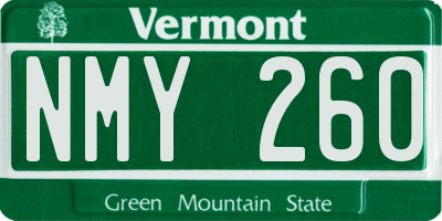 VT license plate NMY260