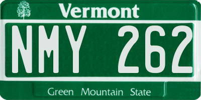 VT license plate NMY262