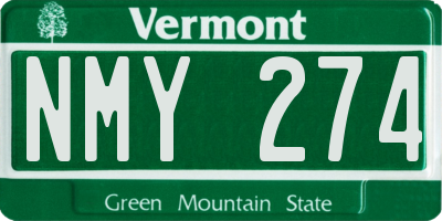 VT license plate NMY274