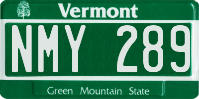 VT license plate NMY289