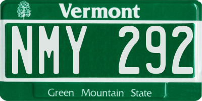 VT license plate NMY292