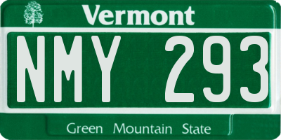 VT license plate NMY293
