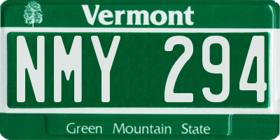 VT license plate NMY294