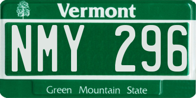 VT license plate NMY296