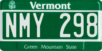 VT license plate NMY298