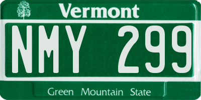 VT license plate NMY299