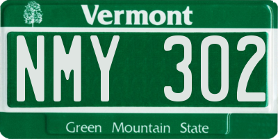 VT license plate NMY302