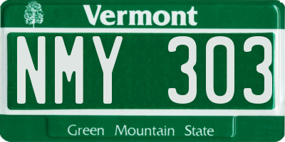 VT license plate NMY303