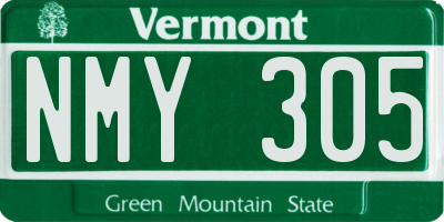 VT license plate NMY305