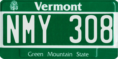 VT license plate NMY308
