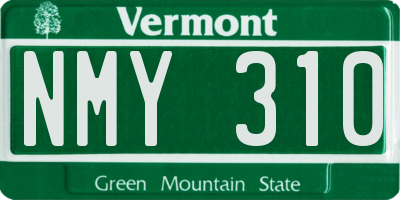 VT license plate NMY310