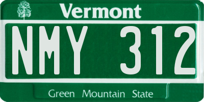 VT license plate NMY312