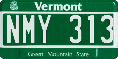 VT license plate NMY313