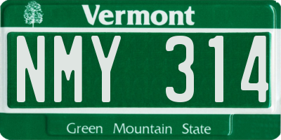 VT license plate NMY314