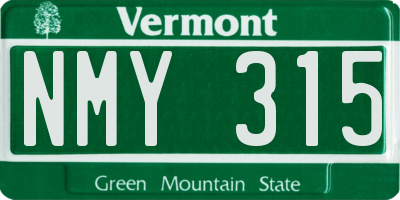 VT license plate NMY315
