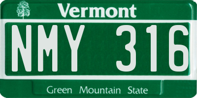 VT license plate NMY316