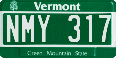 VT license plate NMY317