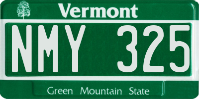 VT license plate NMY325