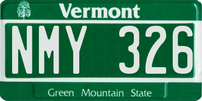 VT license plate NMY326