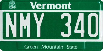 VT license plate NMY340