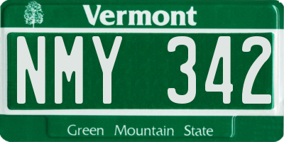 VT license plate NMY342
