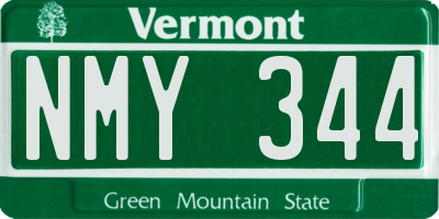 VT license plate NMY344