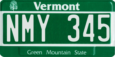 VT license plate NMY345