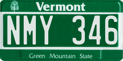 VT license plate NMY346