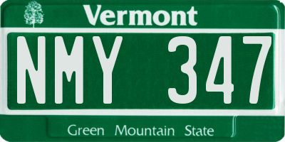 VT license plate NMY347