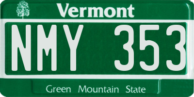 VT license plate NMY353