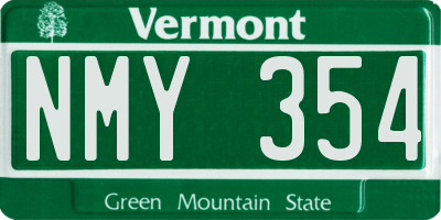 VT license plate NMY354