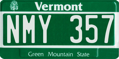 VT license plate NMY357