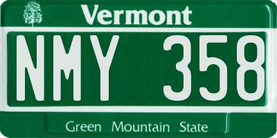 VT license plate NMY358