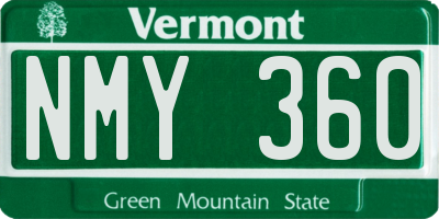 VT license plate NMY360
